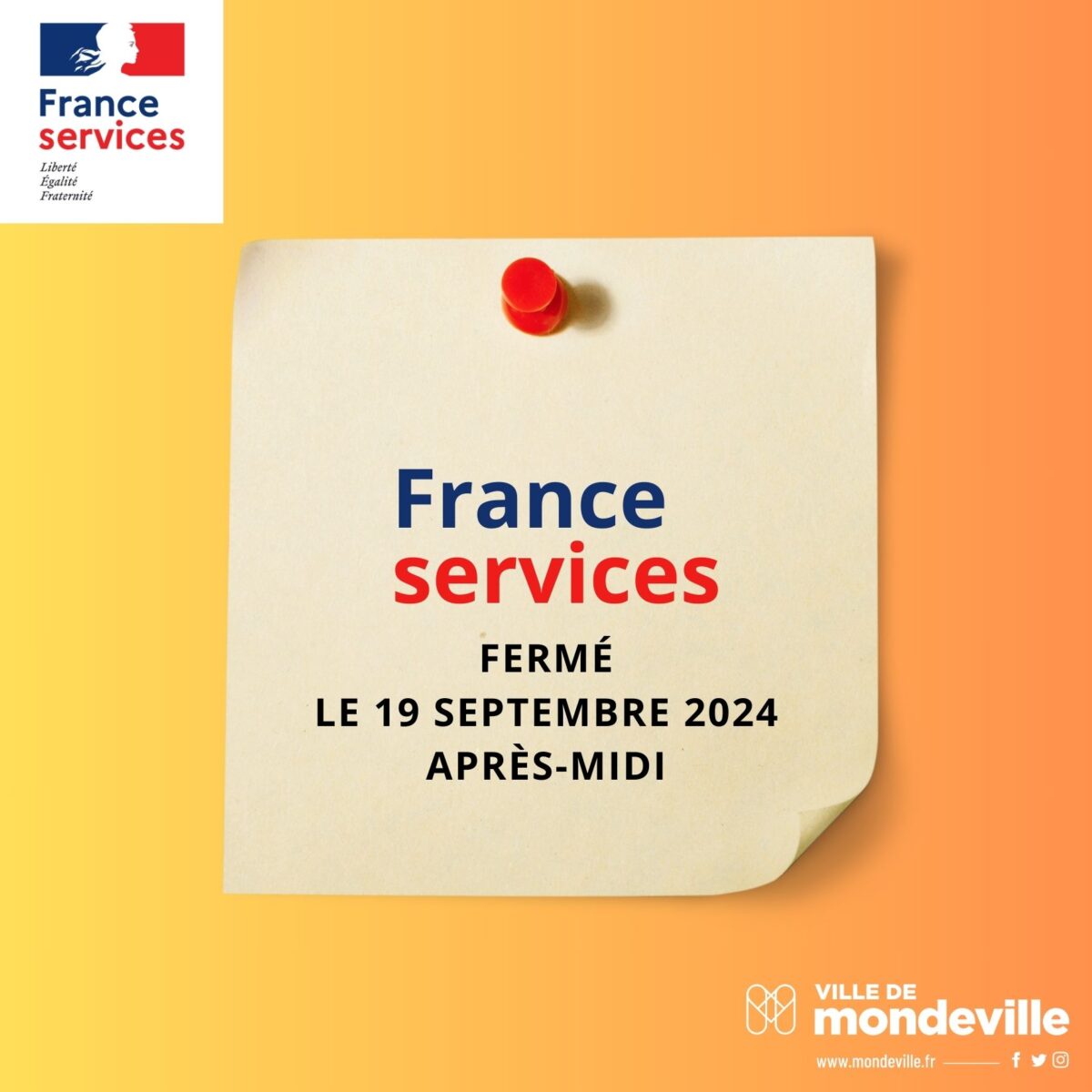 Fermeture exceptionnelle de France Service