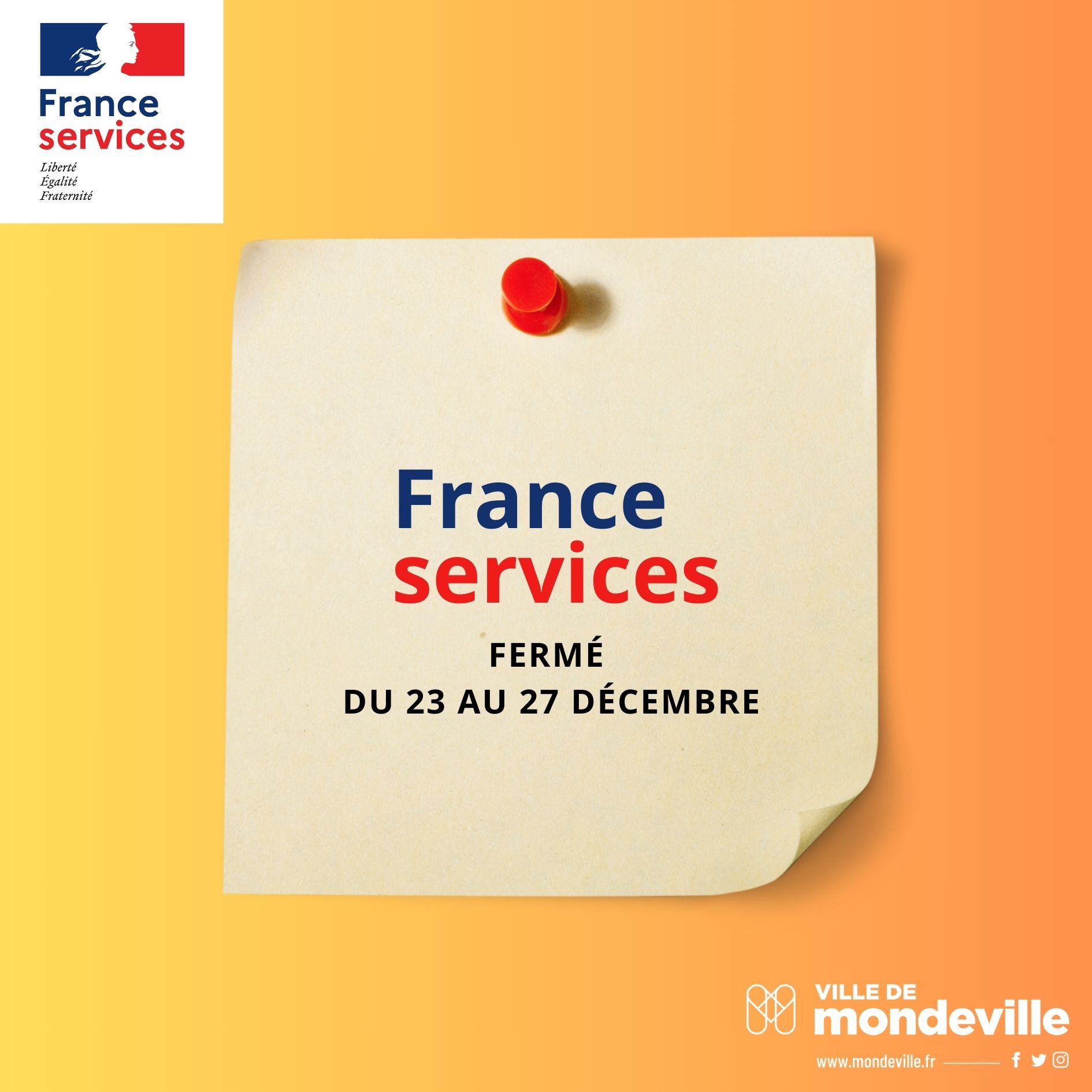 Fermeture de France Services du 23 au 27 décembre 2024